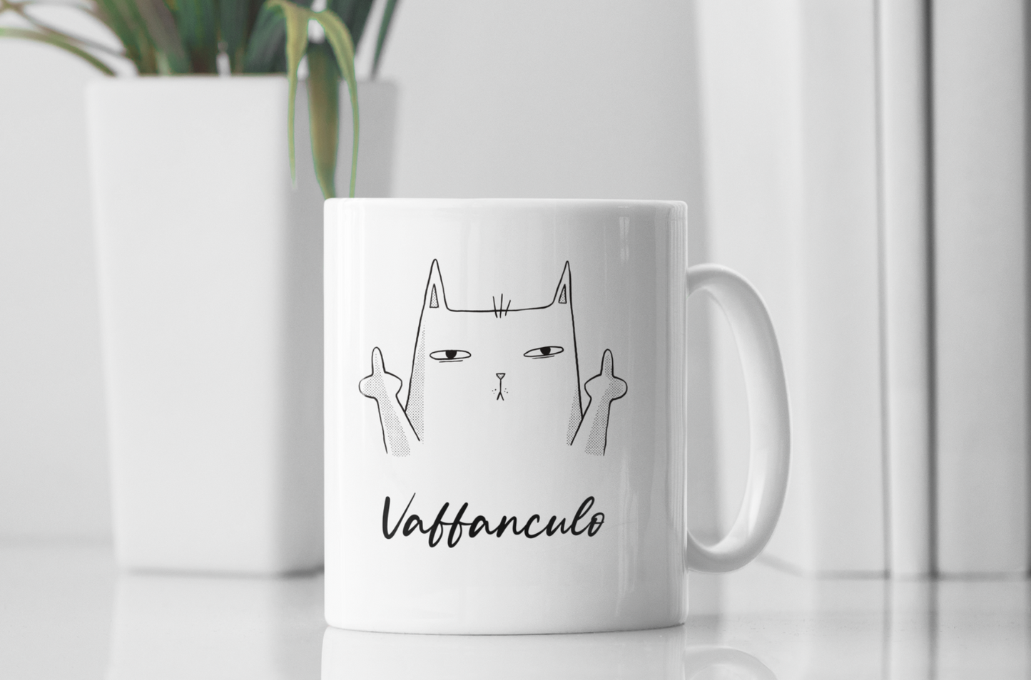 Tasse Italienisch Vaffanculo Katze Humor Kaffeetasse Italien Kater Stinkefinger