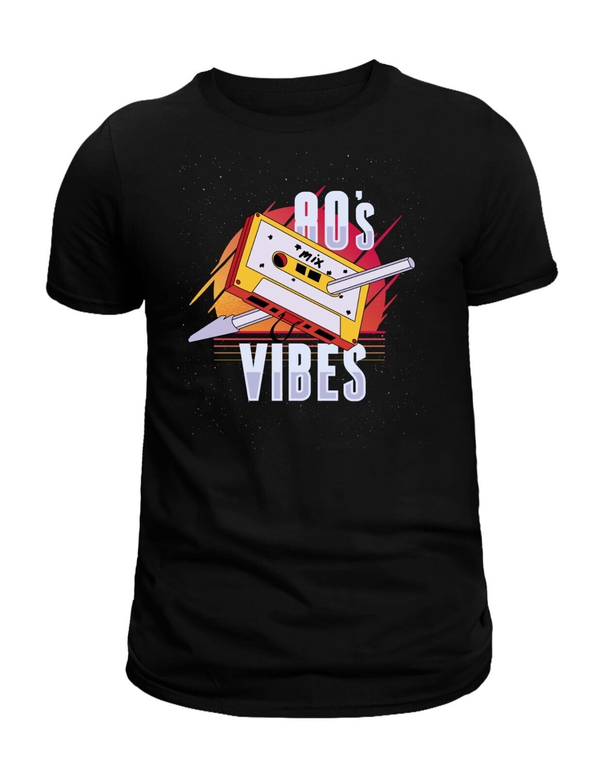 Herren Retro T-Shirt 80s Vibes 80er 90er Jahre Party Verkleidung Kassette