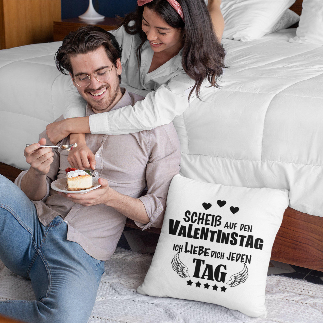 Kissen Valentinstag - Scheiß auf Valentinstag Geschenk Sofakissen Liebe Paare