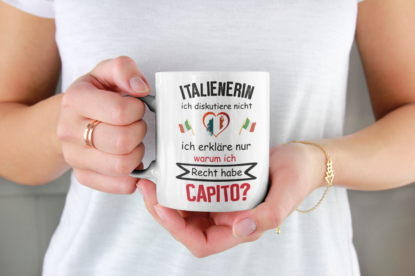 Tasse Italienerin diskutiert nicht hat Recht Italienisch Spruch lustig Spaß