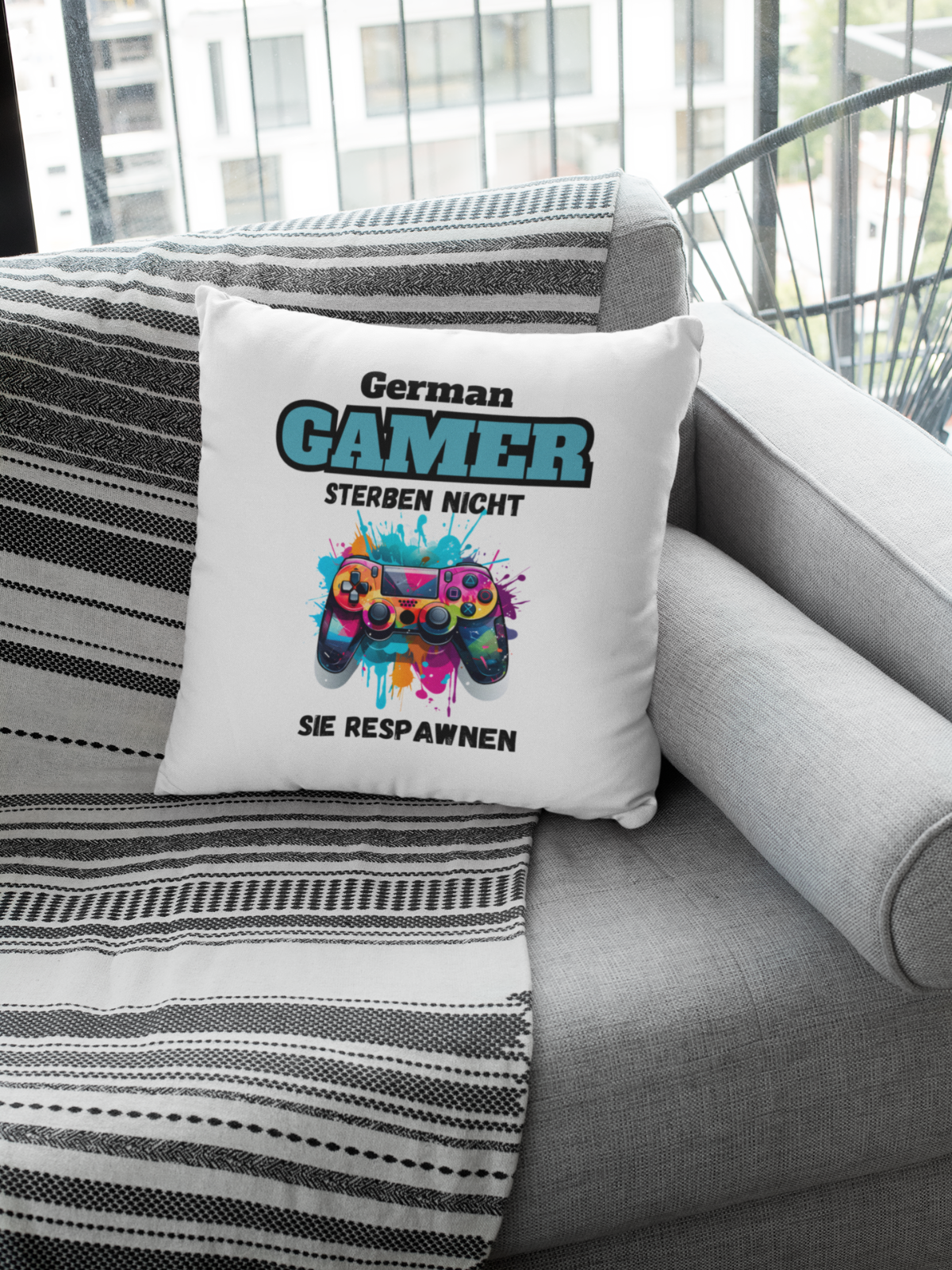 Gamer Kissen  - German Gamer respawnen - Zocken Gaming Controller Videogames