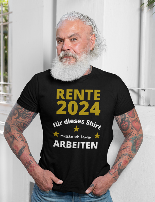 T-Shirt Rente 2024 Ruhestand Rentner Shirt Geschenk schwarz kurzarm