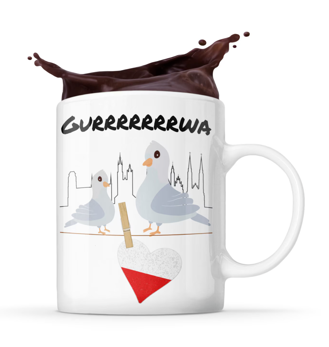 Tasse Polen Taube Gurrrrrwa Tauben " KURWA Polnisch Pole Polin Geschenk