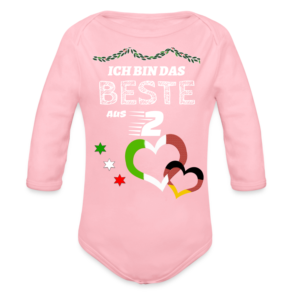 Italien beste aus 2 - Organic Longsleeve Baby Bodysuit Italienisch - light pink