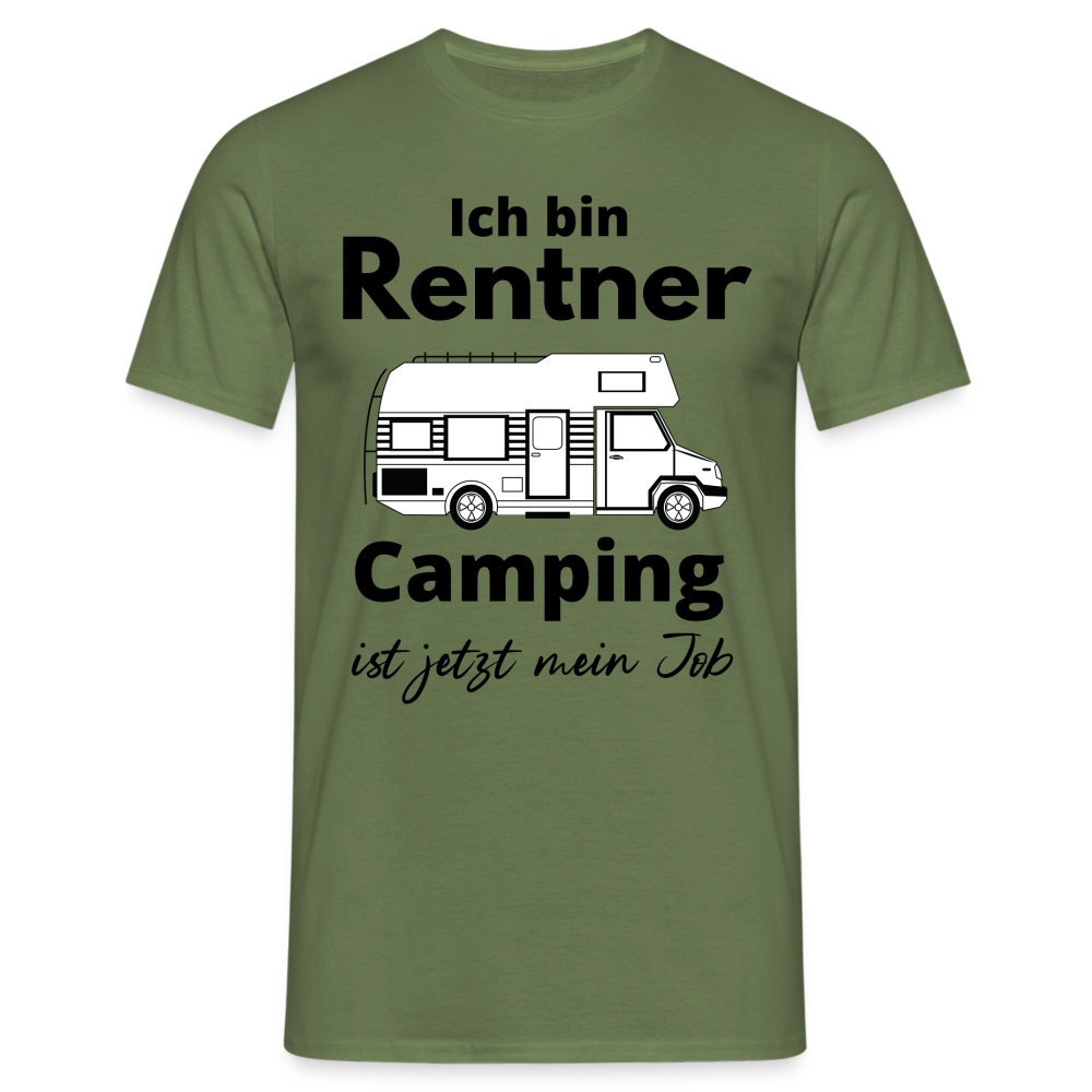 Männer T-Shirt Rentner Camping ist mein Job Wohnmobil Classic Ruhestand - Militärgrün