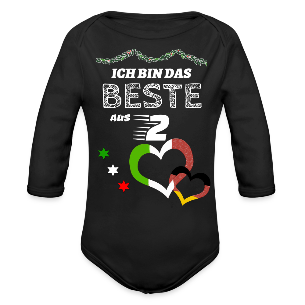 Italien beste aus 2 - Organic Longsleeve Baby Bodysuit Italienisch - black