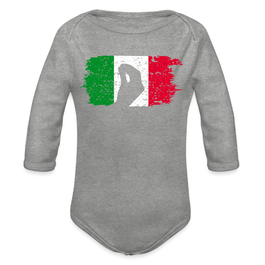 Babybody Italien Flagge Organic Longsleeve Baby Bodysuit - heather grey