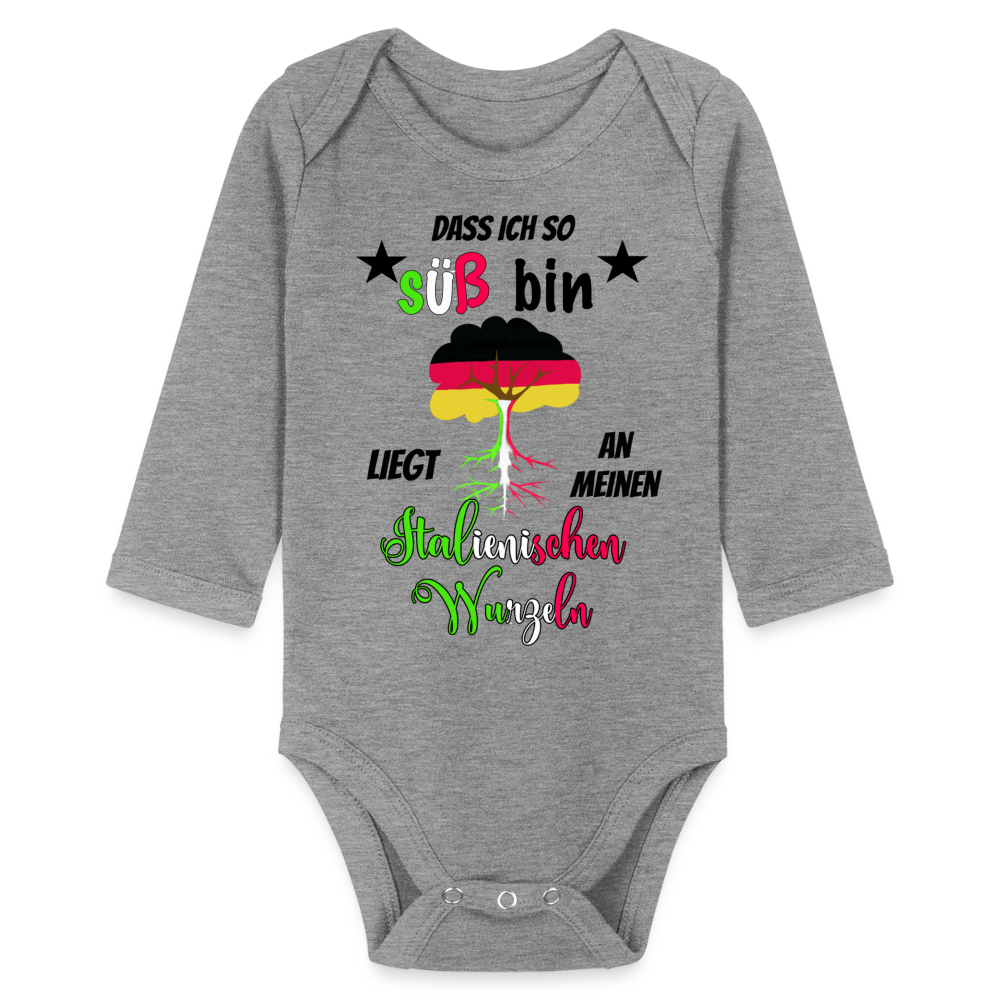 Babybody italienische Wurzeln Organic Longsleeve Baby Bodysuit Italien - heather grey