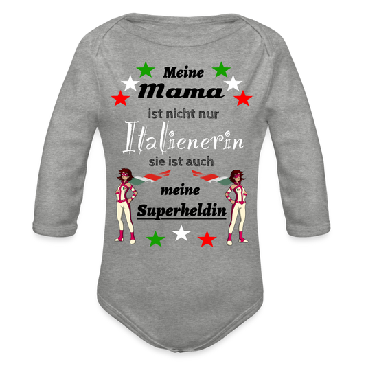 Babybody italienische Mama Organic Longsleeve Baby Bodysuit Italien - heather grey