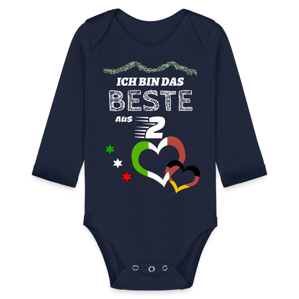 Italien beste aus 2 - Organic Longsleeve Baby Bodysuit Italienisch - dark navy