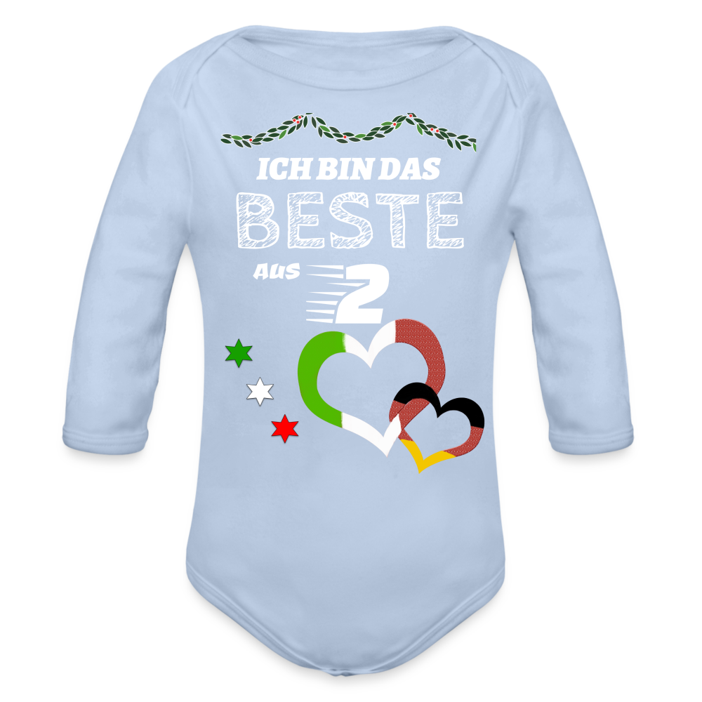 Italien beste aus 2 - Organic Longsleeve Baby Bodysuit Italienisch - sky