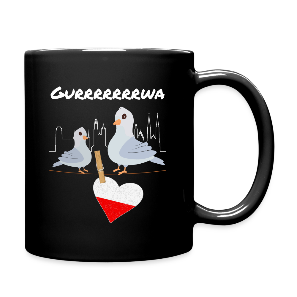 Tasse Polen Kurwa schwarz Tauben Polnisch - black