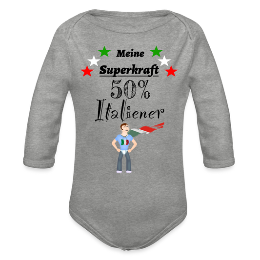 Babybody 50% Italiener Organic Longsleeve Baby Bodysuit Italien - heather grey