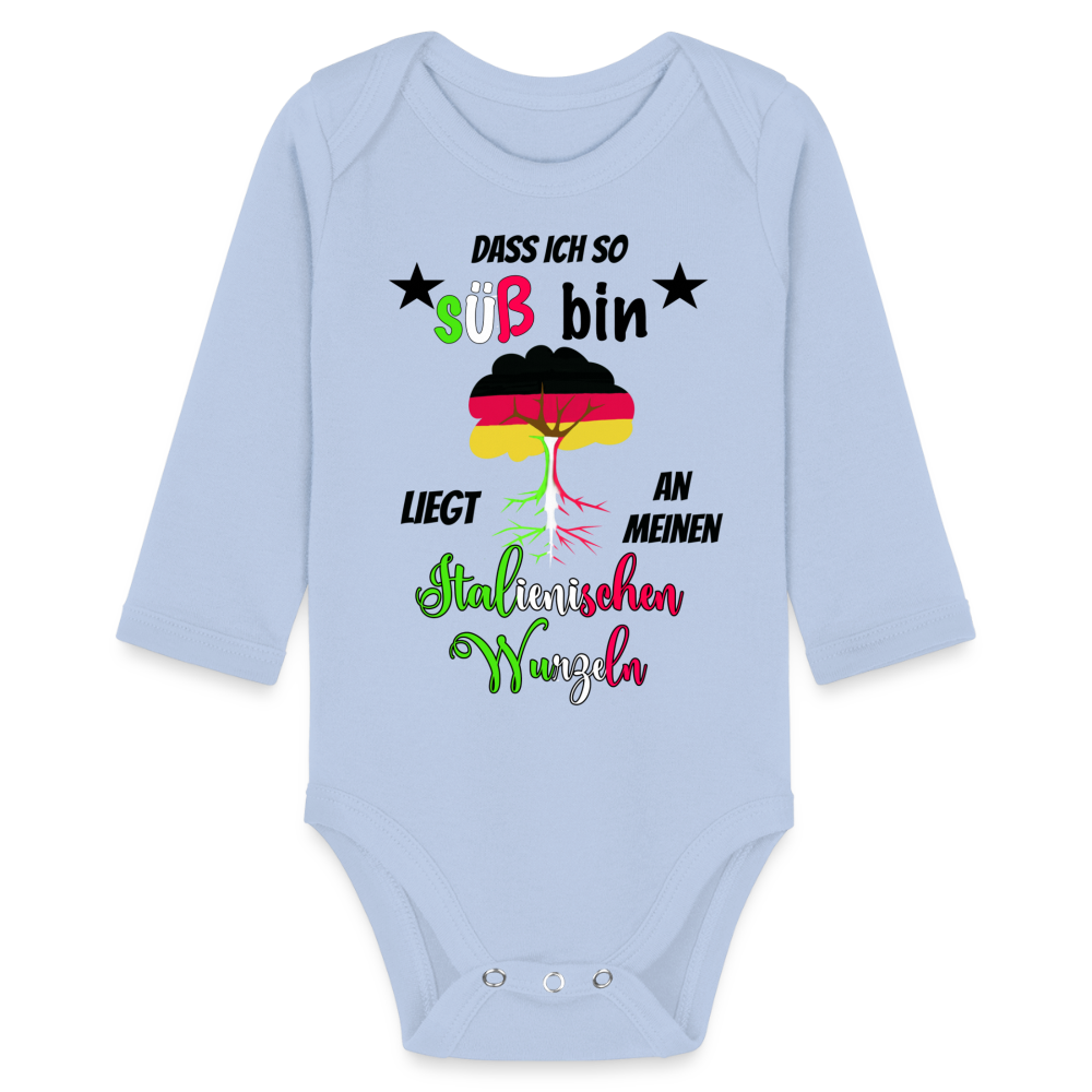 Babybody italienische Wurzeln Organic Longsleeve Baby Bodysuit Italien - sky