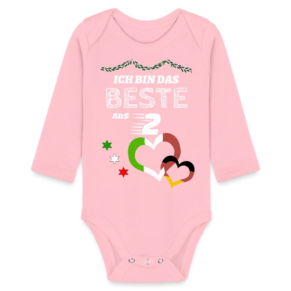 Italien beste aus 2 - Organic Longsleeve Baby Bodysuit Italienisch - light pink