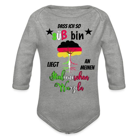 Babybody italienische Wurzeln Organic Longsleeve Baby Bodysuit Italien - heather grey