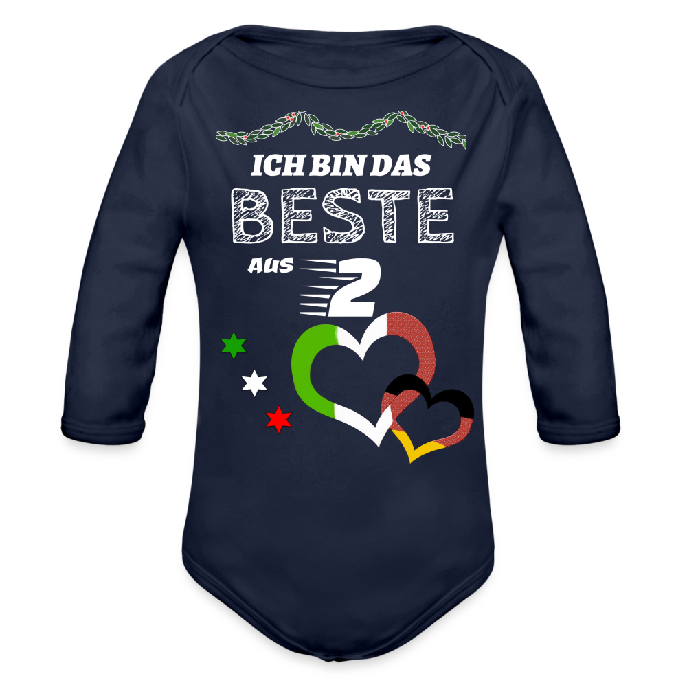 Italien beste aus 2 - Organic Longsleeve Baby Bodysuit Italienisch - dark navy