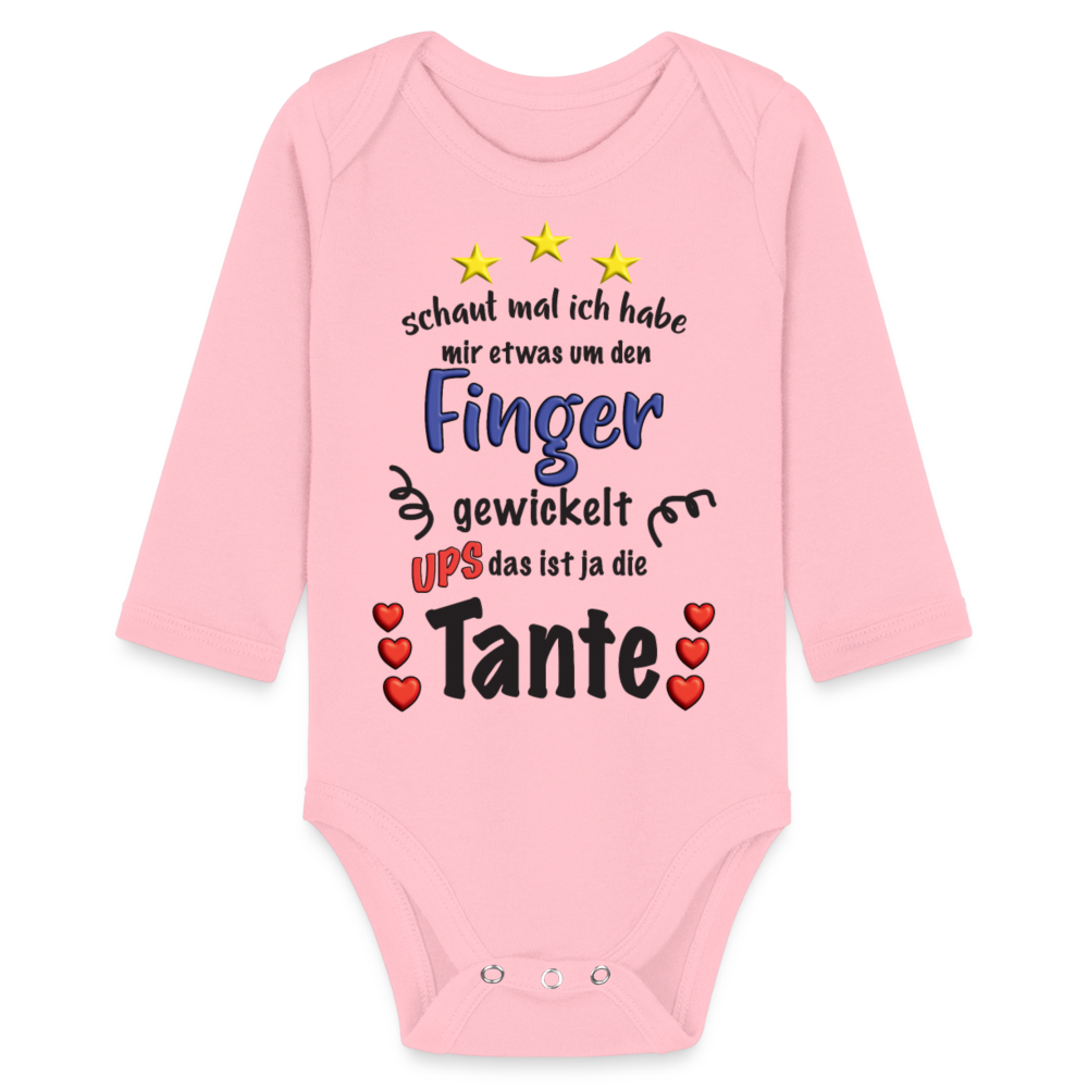 Babybody Tante um den Finger gewickelt Organic Longsleeve Baby Bodysuit - light pink