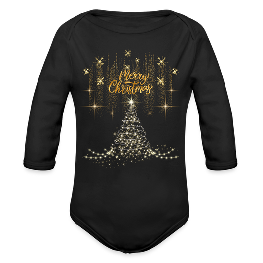 Babybody Merry Christmas Organic Longsleeve Baby Bodysuit Weihnachten - black