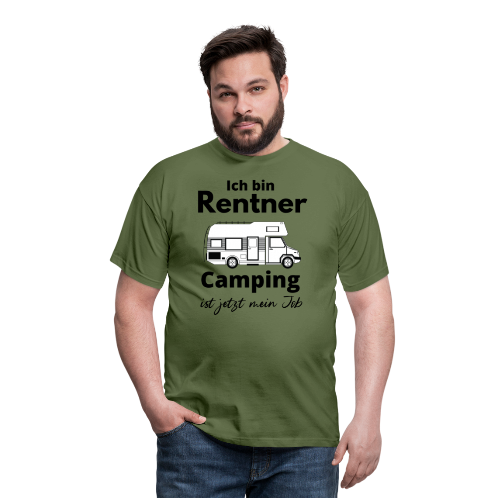 Männer T-Shirt Rentner Camping ist mein Job Wohnmobil Classic Ruhestand - Militärgrün