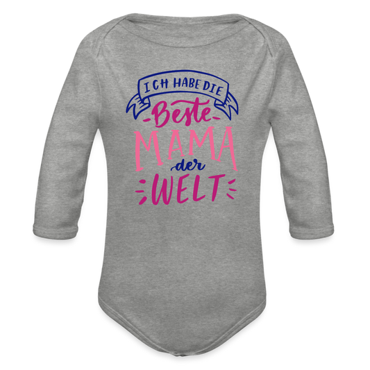 Babybody beste Mama der Welt Organic Longsleeve Baby Bodysuit - heather grey