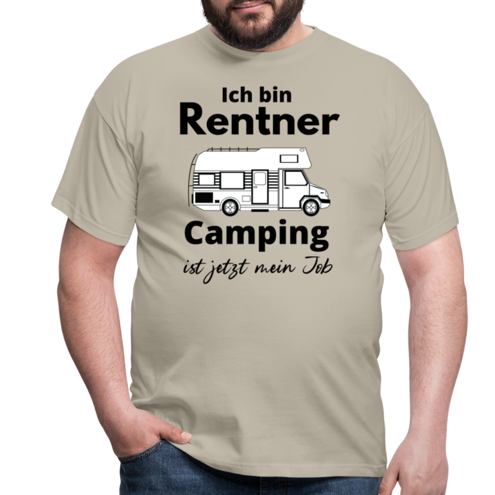 Männer T-Shirt Rentner Camping ist mein Job Wohnmobil Classic Ruhestand - Sandbeige