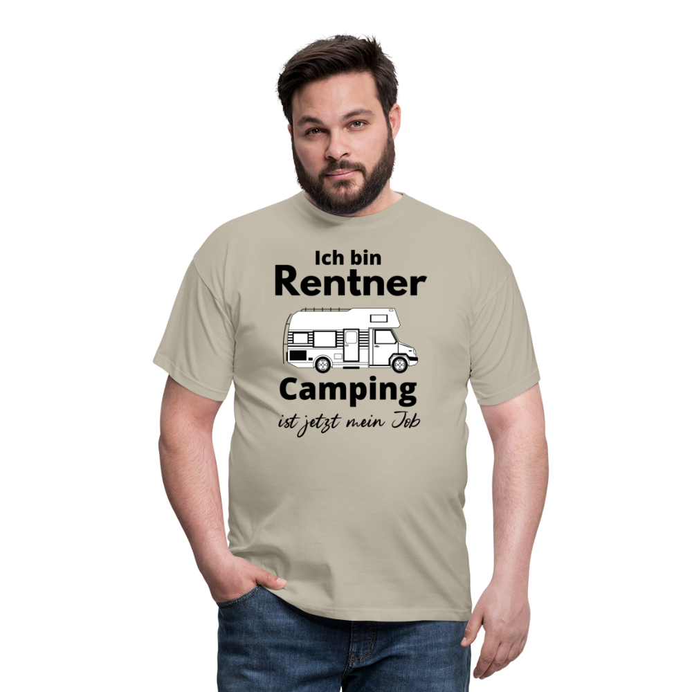 Männer T-Shirt Rentner Camping ist mein Job Wohnmobil Classic Ruhestand - Sandbeige