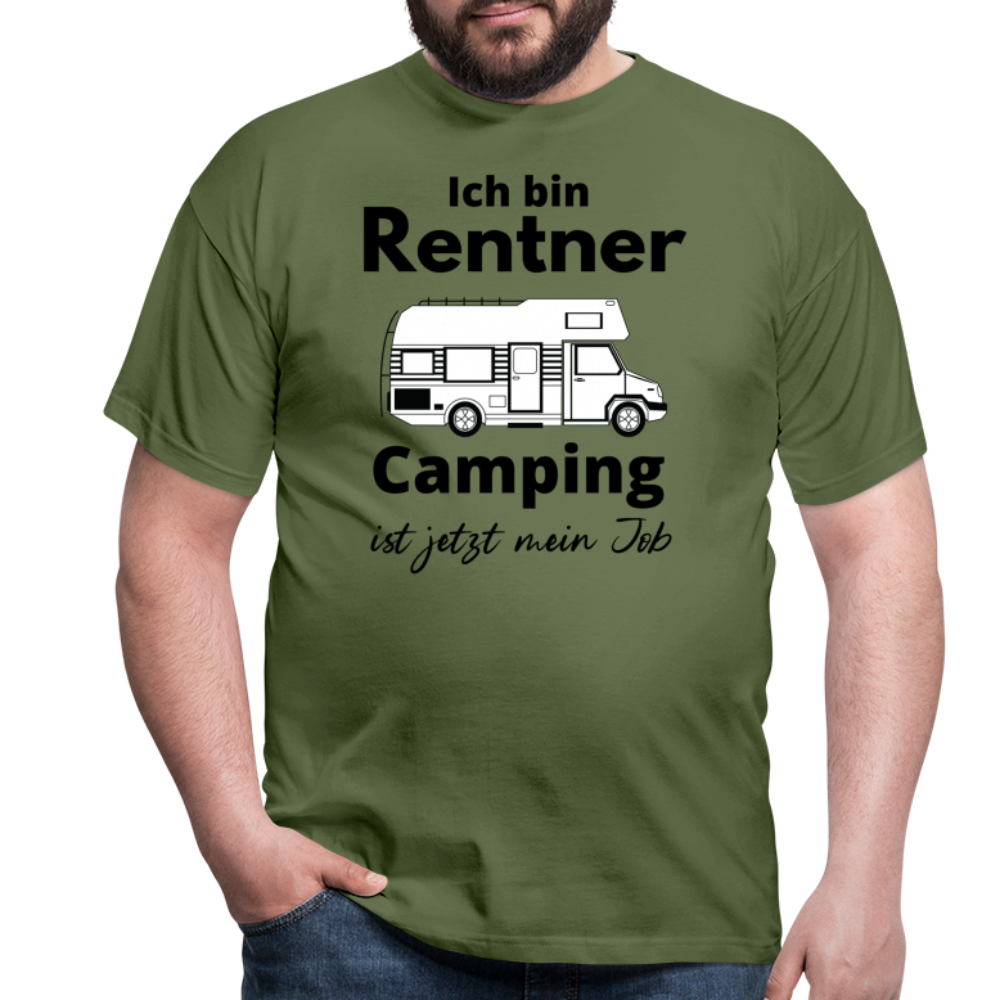 Männer T-Shirt Rentner Camping ist mein Job Wohnmobil Classic Ruhestand - Militärgrün