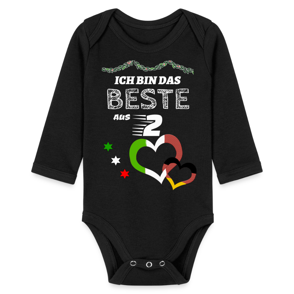 Italien beste aus 2 - Organic Longsleeve Baby Bodysuit Italienisch - black