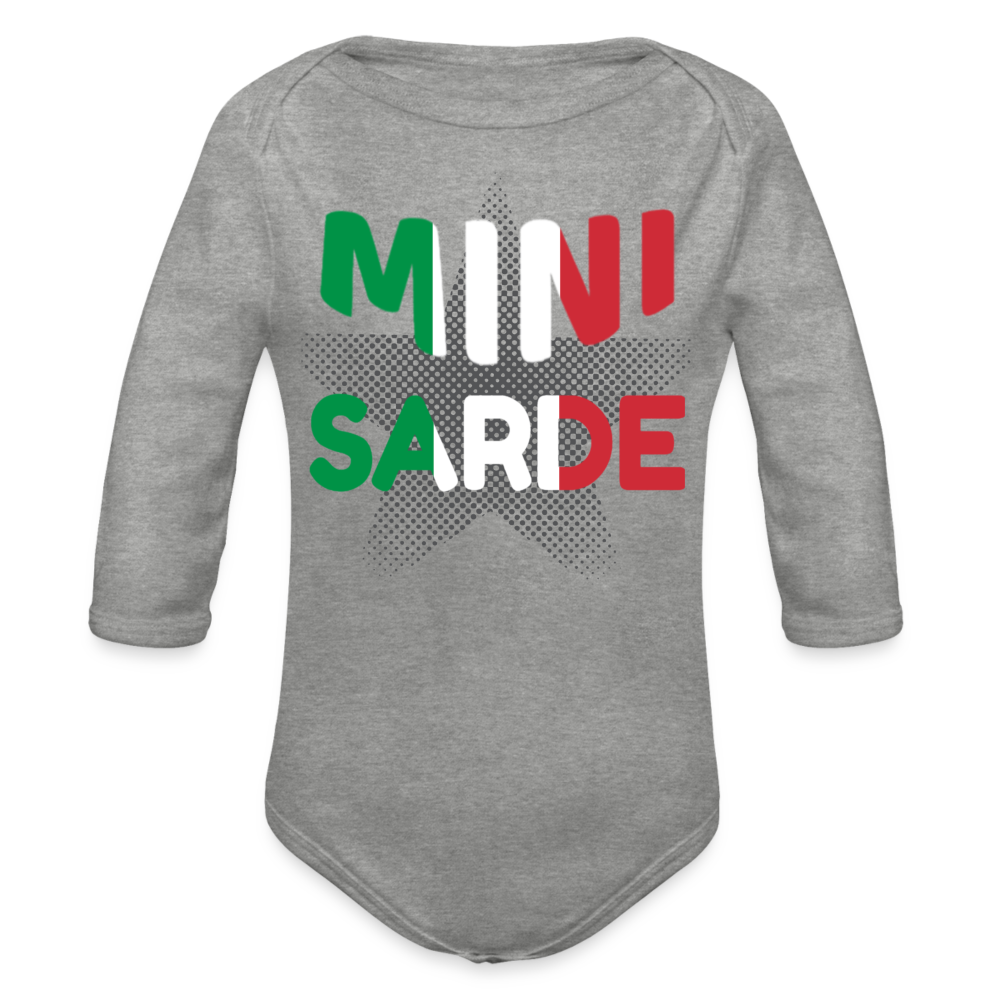 Mini Sarde Italien Organic Longsleeve Baby Bodysuit Sardinien Italienisch - heather grey