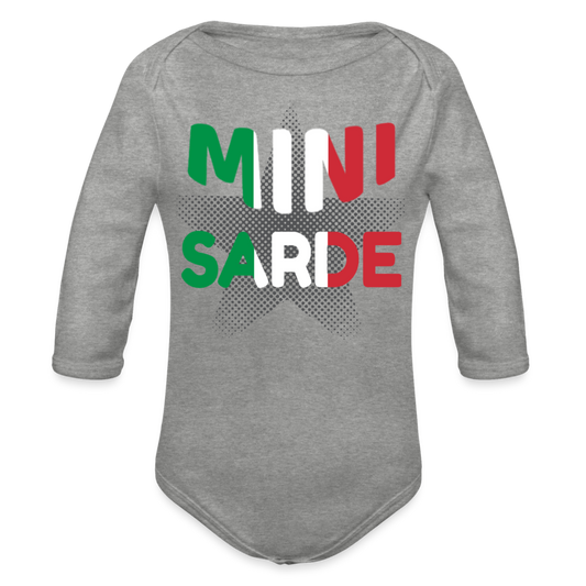 Mini Sarde Italien Organic Longsleeve Baby Bodysuit Sardinien Italienisch - heather grey