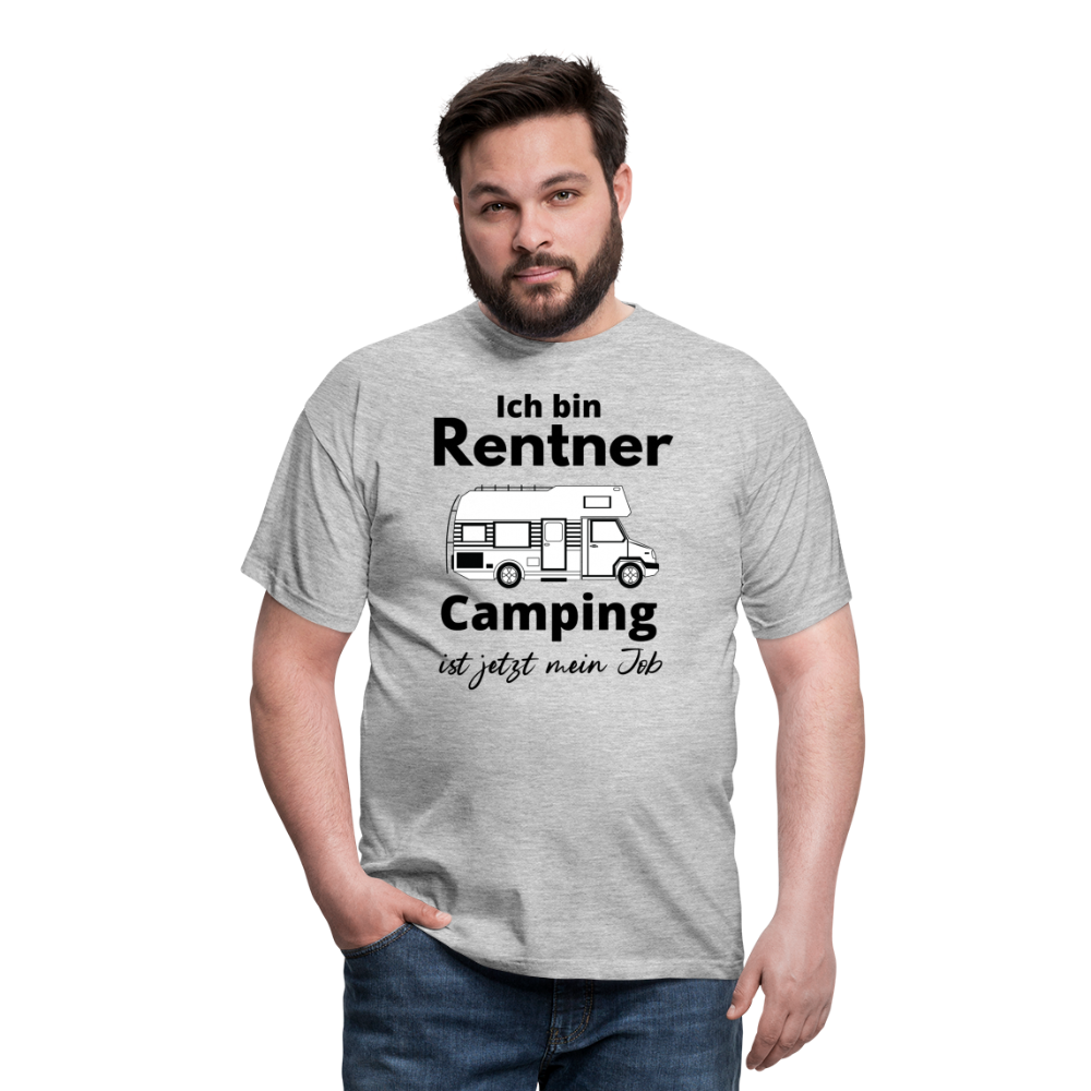 Männer T-Shirt Rentner Camping ist mein Job Wohnmobil Classic Ruhestand - Grau meliert