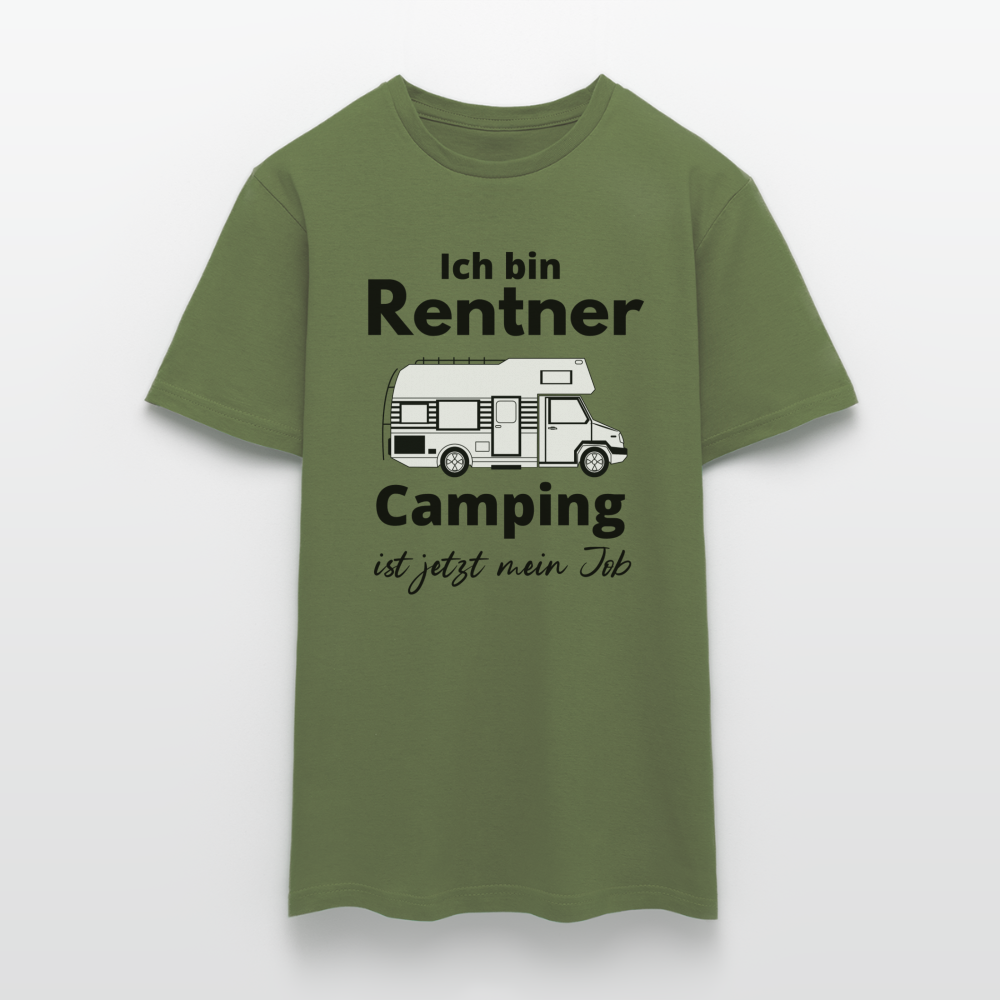 Männer T-Shirt Rentner Camping ist mein Job Wohnmobil Classic Ruhestand - Militärgrün