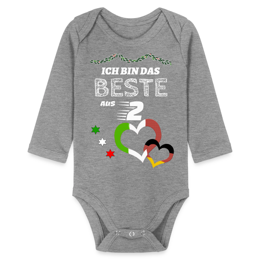 Italien beste aus 2 - Organic Longsleeve Baby Bodysuit Italienisch - heather grey