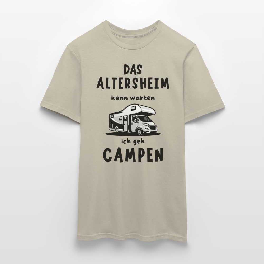 Männer T-Shirt Altersheim kann warten Wohnmobil Rentner Ruhestand - Sandbeige