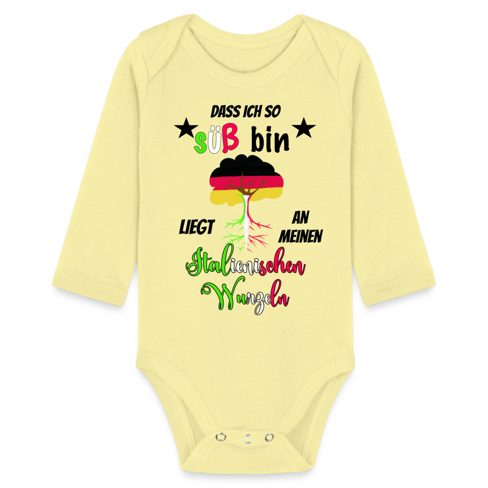 Babybody italienische Wurzeln Organic Longsleeve Baby Bodysuit Italien - washed yellow