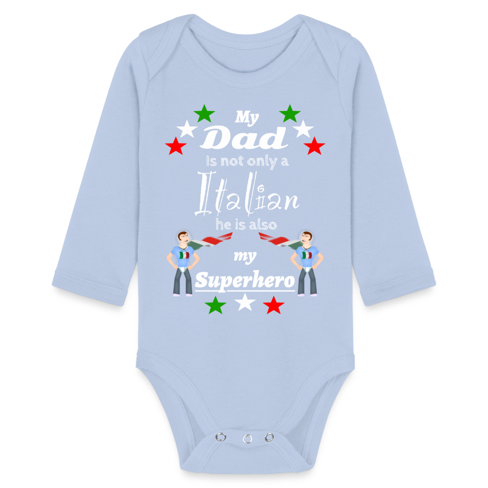 Baby Onesie Italian Dad Superhero Organic Longsleeve Baby Bodysuit - sky