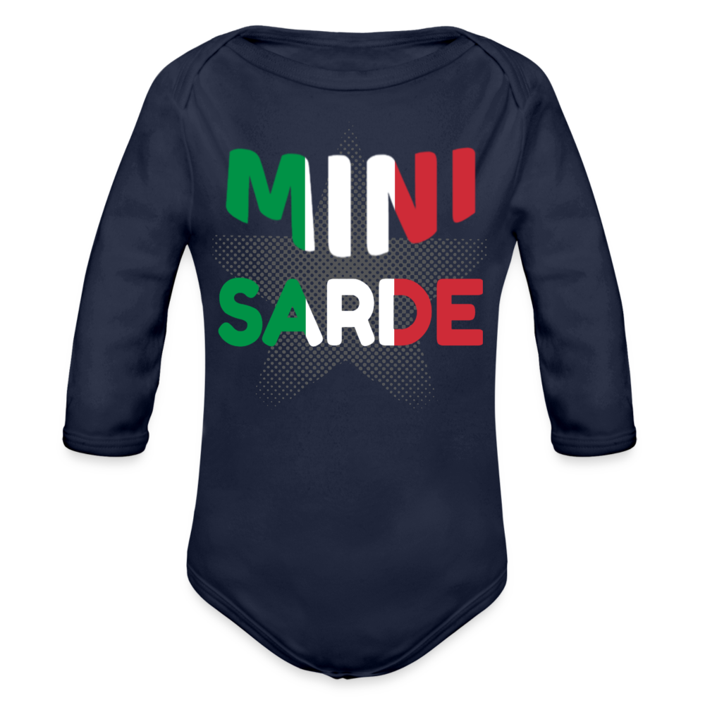 Mini Sarde Italien Organic Longsleeve Baby Bodysuit Sardinien Italienisch - dark navy