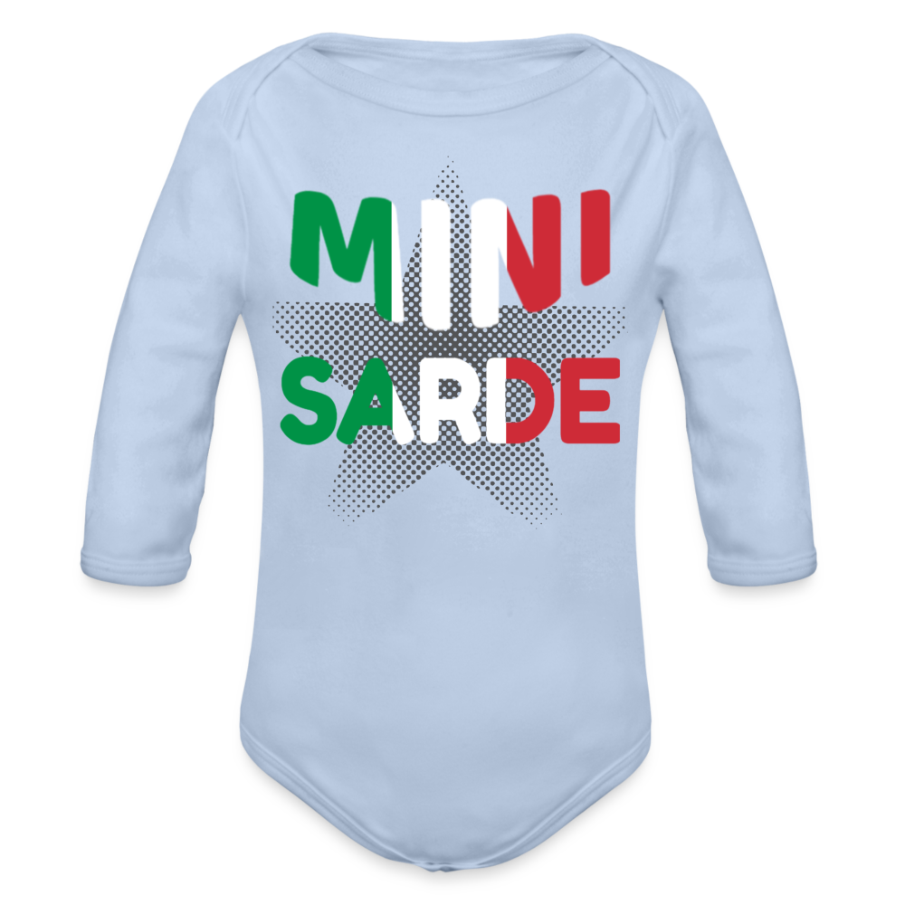 Mini Sarde Italien Organic Longsleeve Baby Bodysuit Sardinien Italienisch - sky