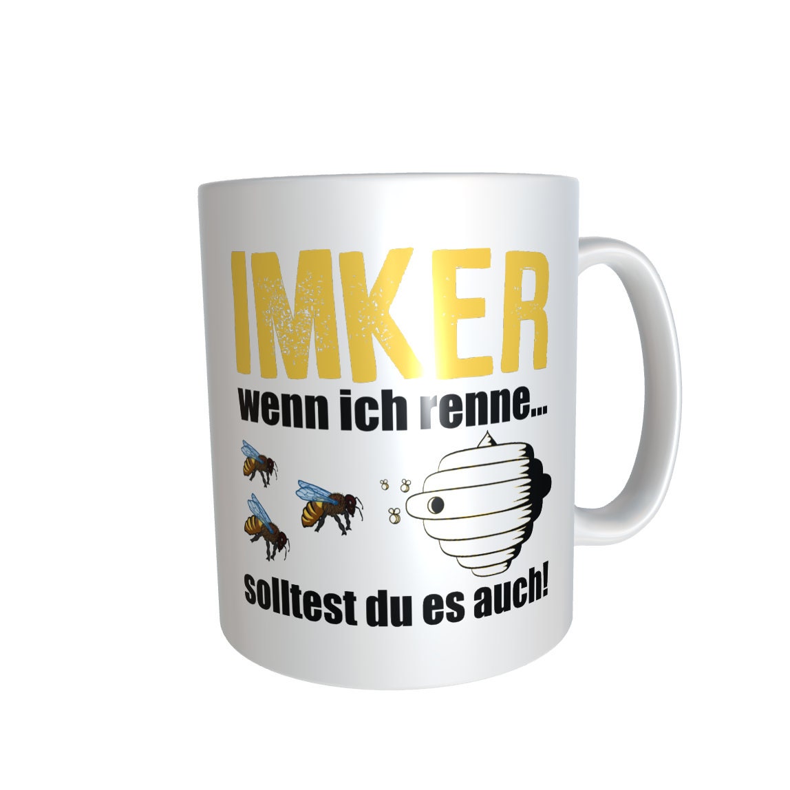 Tasse mit Spruch Tasse " wenn Imker rennt solltest du es auch " Lustige Spruch Geschenk Tasse für Bienenzüchter