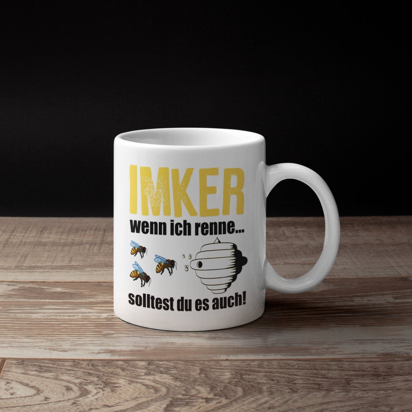 Tasse mit Spruch Tasse " wenn Imker rennt solltest du es auch " Lustige Spruch Geschenk Tasse für Bienenzüchter