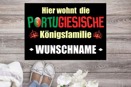 Fußmatte Portugiesische Königsfamilie anpassbar mit Name Portugal Portugiese Portugiesin individualisierbar Geschenk Idee