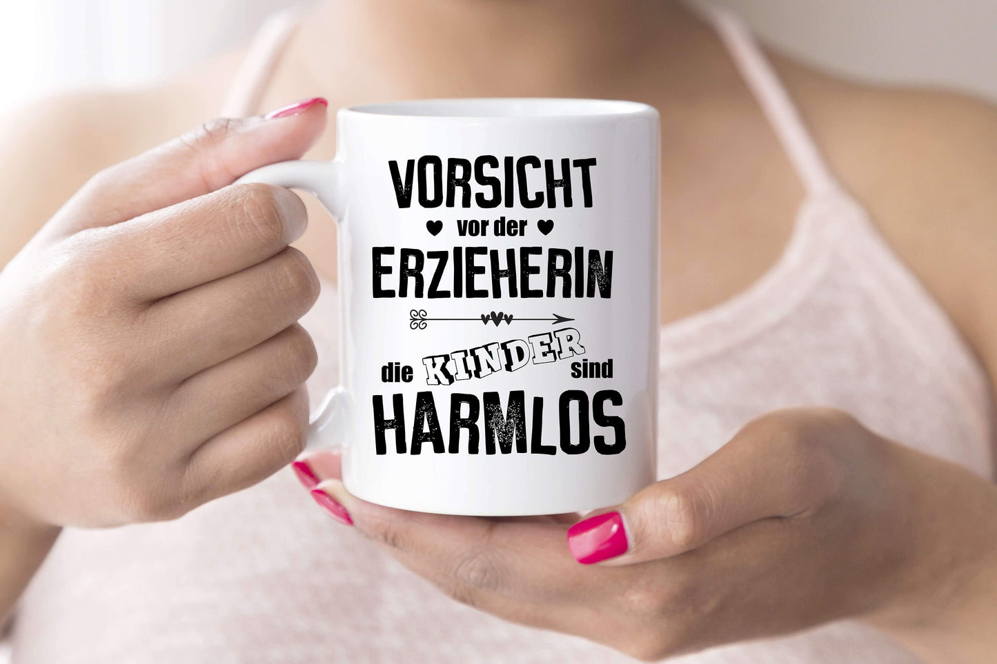 Erzieherin Geschenk Tasse Vorsicht die Kinder sind harmlos