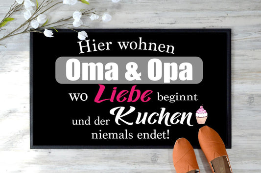 Fußmatte Opa und Oma  Geschenk Großeltern Liebe und Kuchen Geschenke Oma und opa