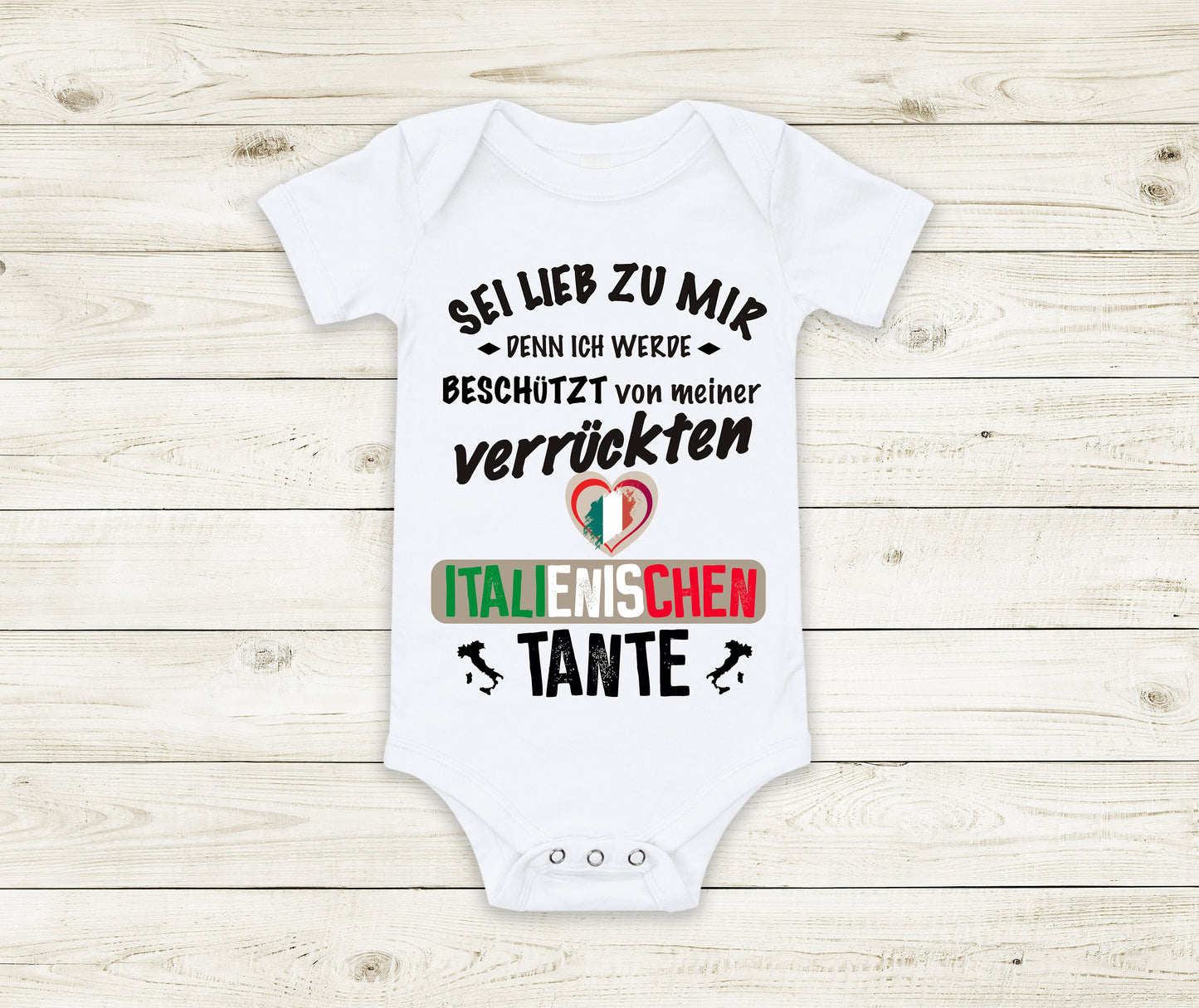 Baby Geschenk Babybody verrückte italienische Tante  Geburt Geschenk Baby Party Italien Italiener Italienerin