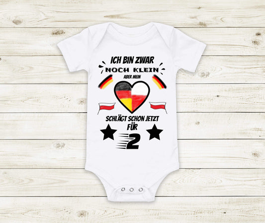 Baby Geschenk Babybody Polen & Deutschland Herz für 2 Bio Babybody Strampler Geschenk Pole Polin