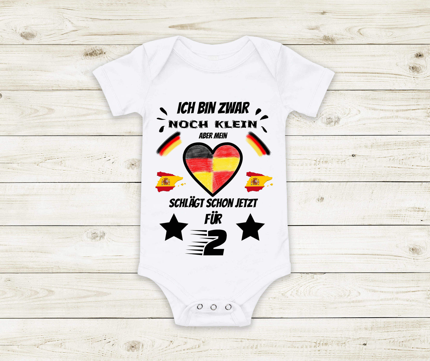 Baby Geschenk Babybody Spanien & Deutschland Herz für 2 Bio Babybody Strampler Geschenk Spanisch Spanier Spanierin