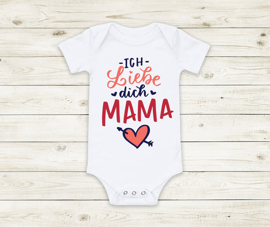 Baby Geschenk Babybody Baby Body Strampler Ich liebe dich Mama  kurzarm weiß Baumwolle lustig und frech Geschenk erster Muttertag