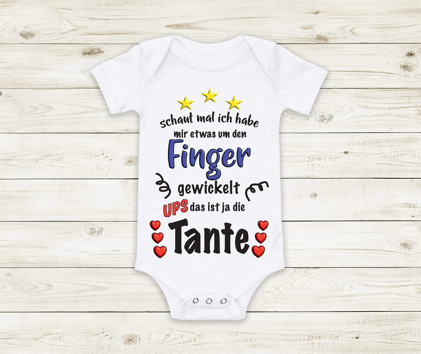 Baby Geschenk Baby Body Babybody Tante um den Finger gewickelt  Strampler als Geschenk zur Geburt