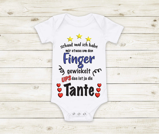 Baby Geschenk Baby Body Babybody Tante um den Finger gewickelt  Strampler als Geschenk zur Geburt